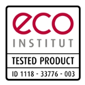 Keurmerk van het eco-INSTITUT voor producten die zeer weinig schadelijke stoffen bevatten.