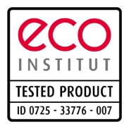 Keurmerk van het eco-INSTITUT voor producten die zeer weinig schadelijke stoffen bevatten.